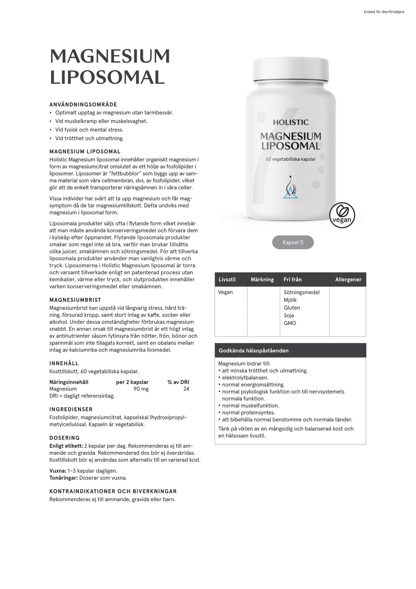 Magnesium liposomal 60 kapslar