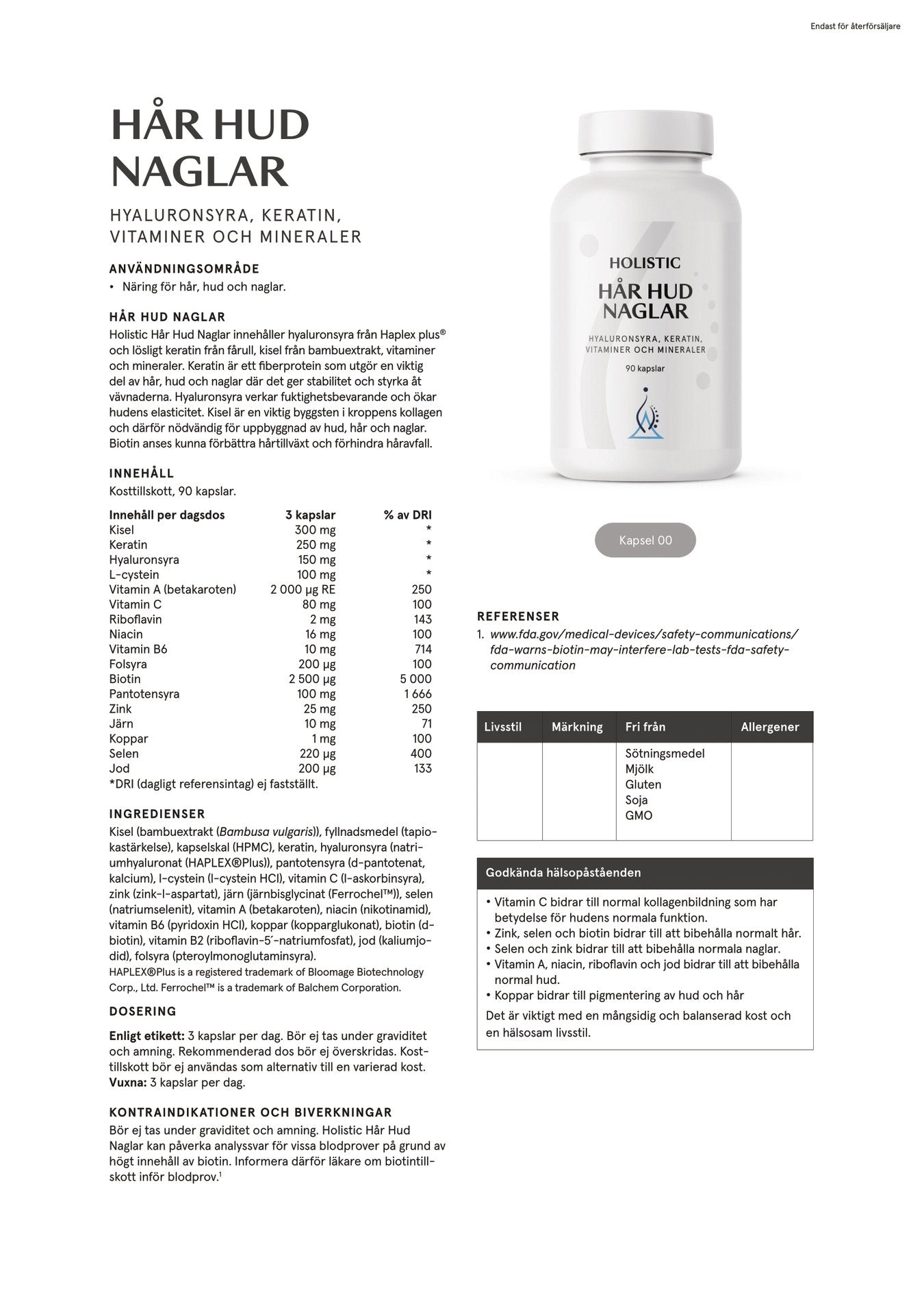 Hår Hud Naglar, 90 kapslar
