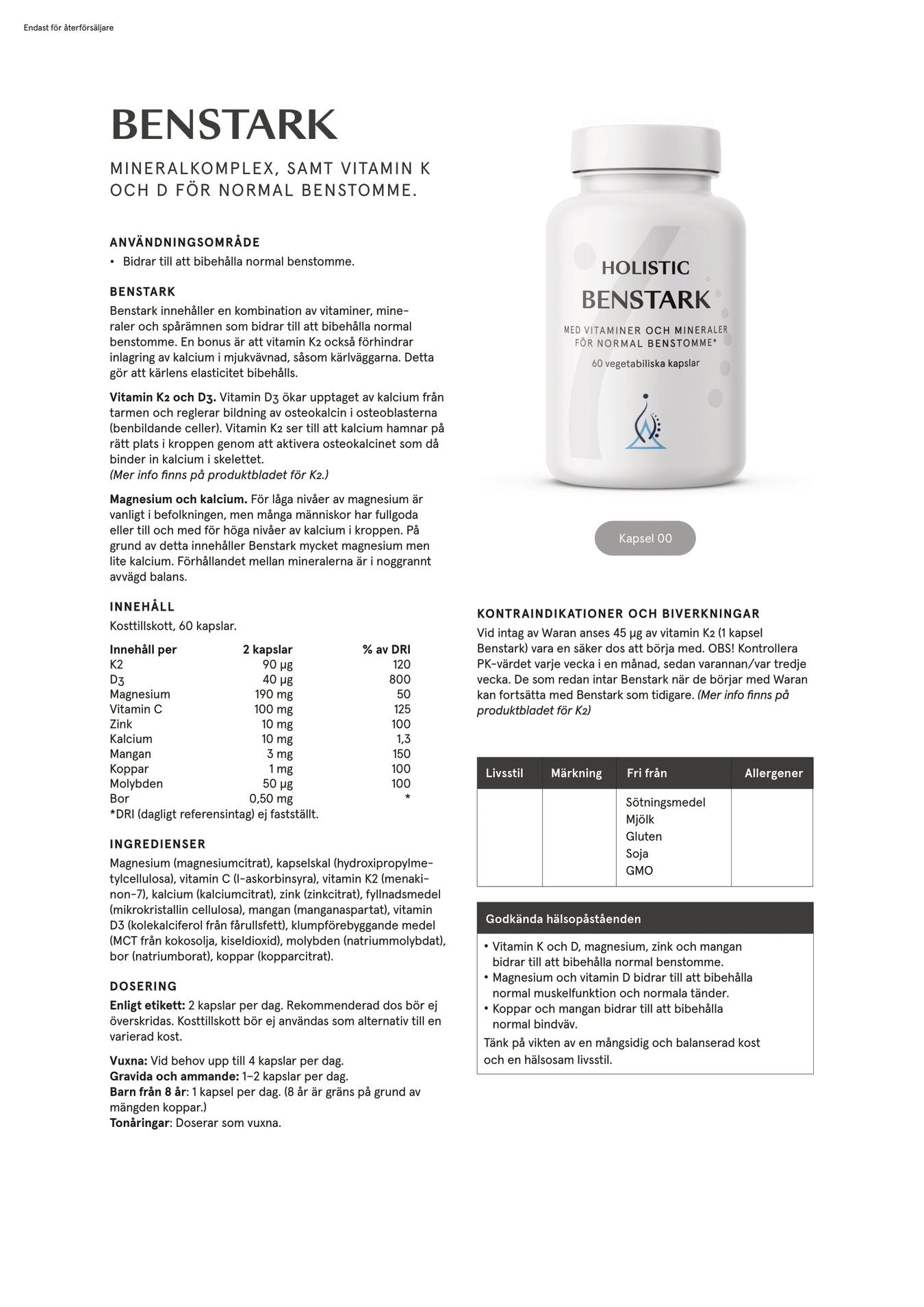 Benstark, 60 kapslar
