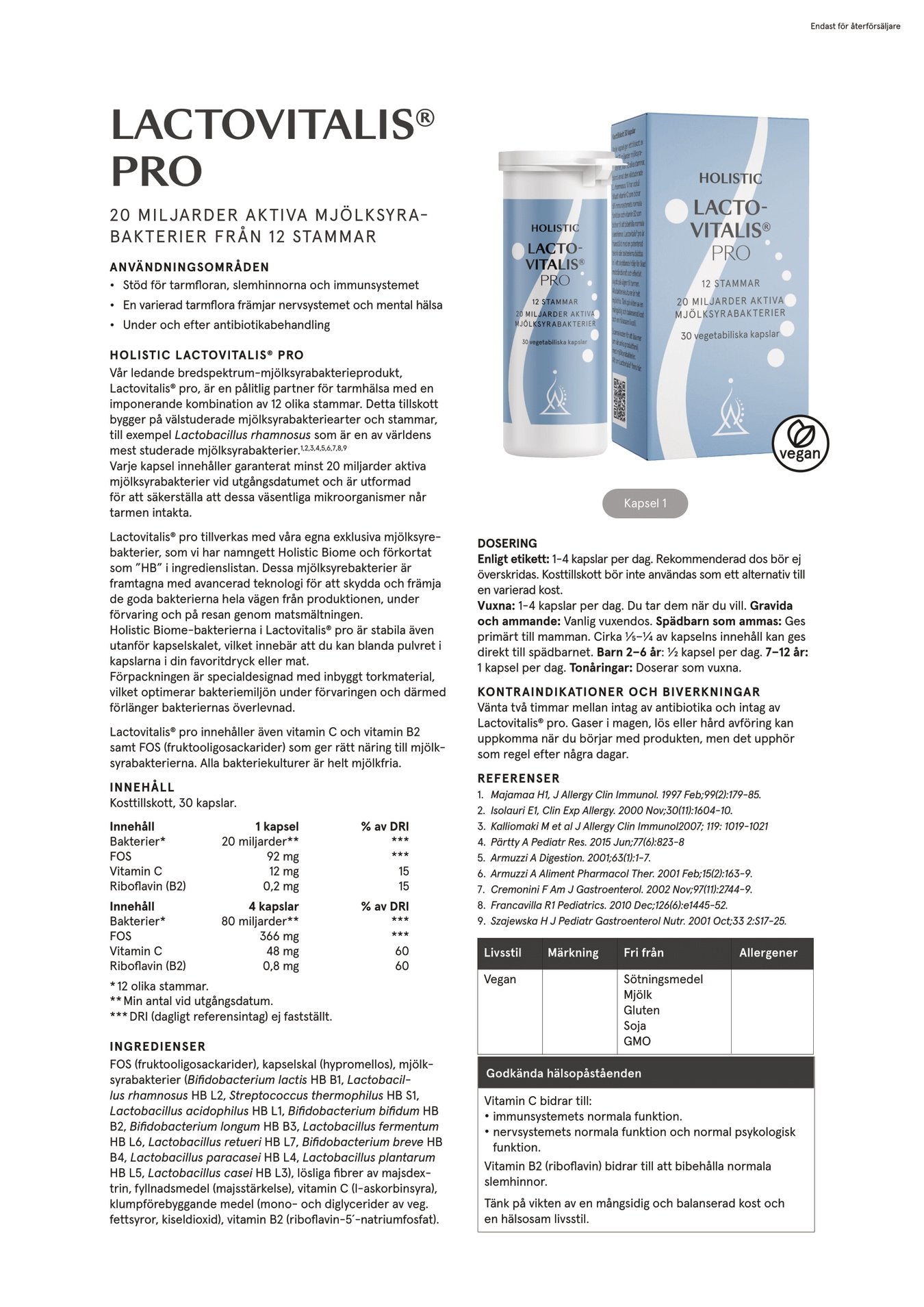 Lactovitalis®pro, 30 kapslar