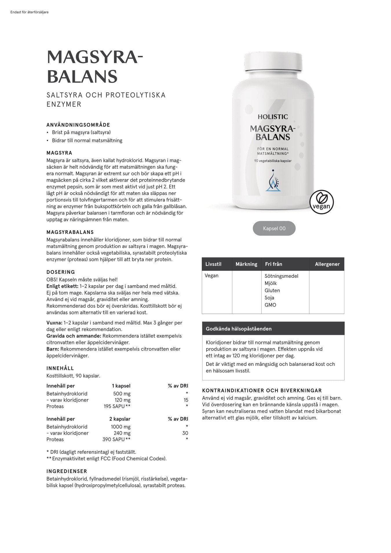 Magsyrabalans, 90 kapslar