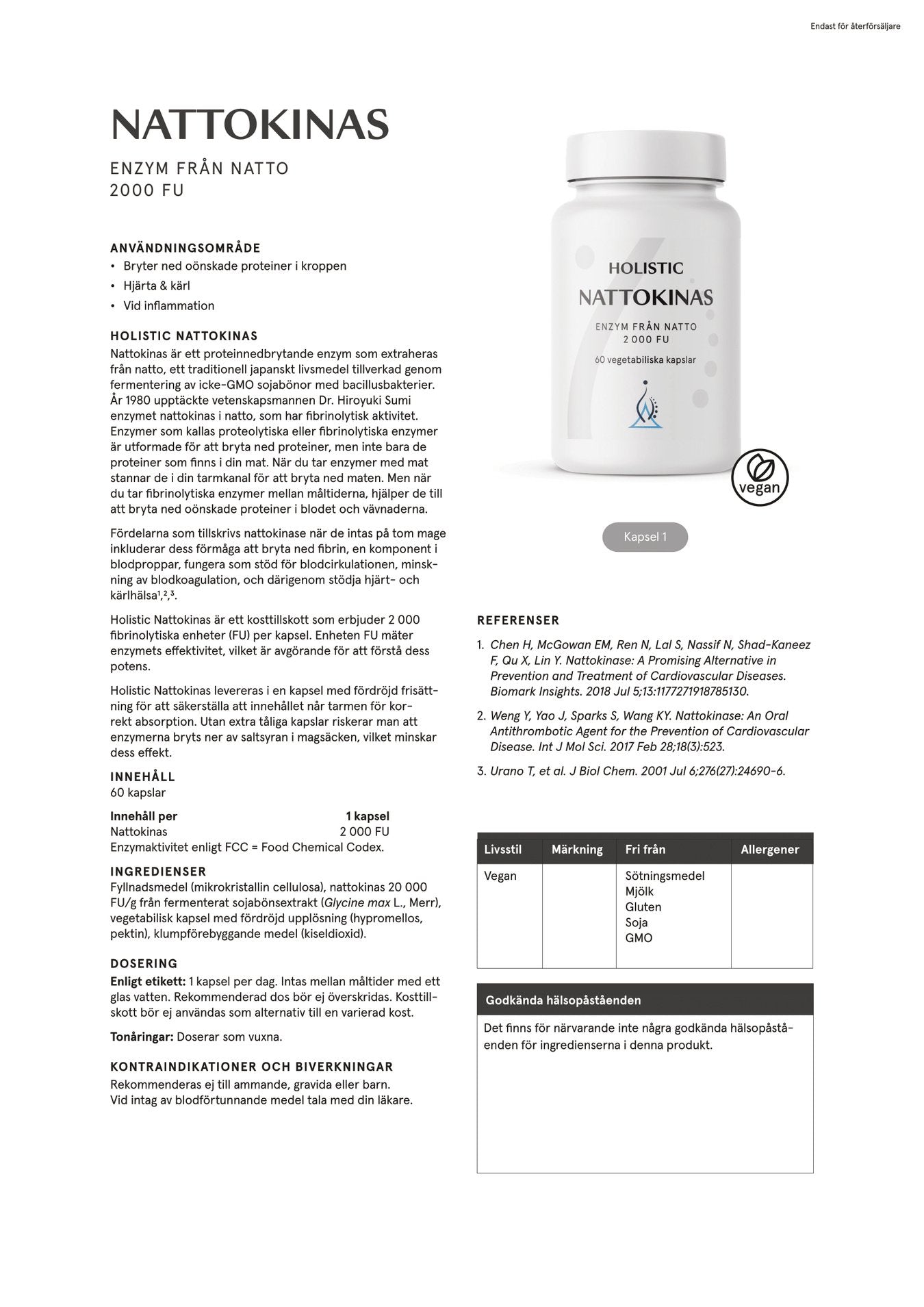 Nattokinas, 60 kapslar