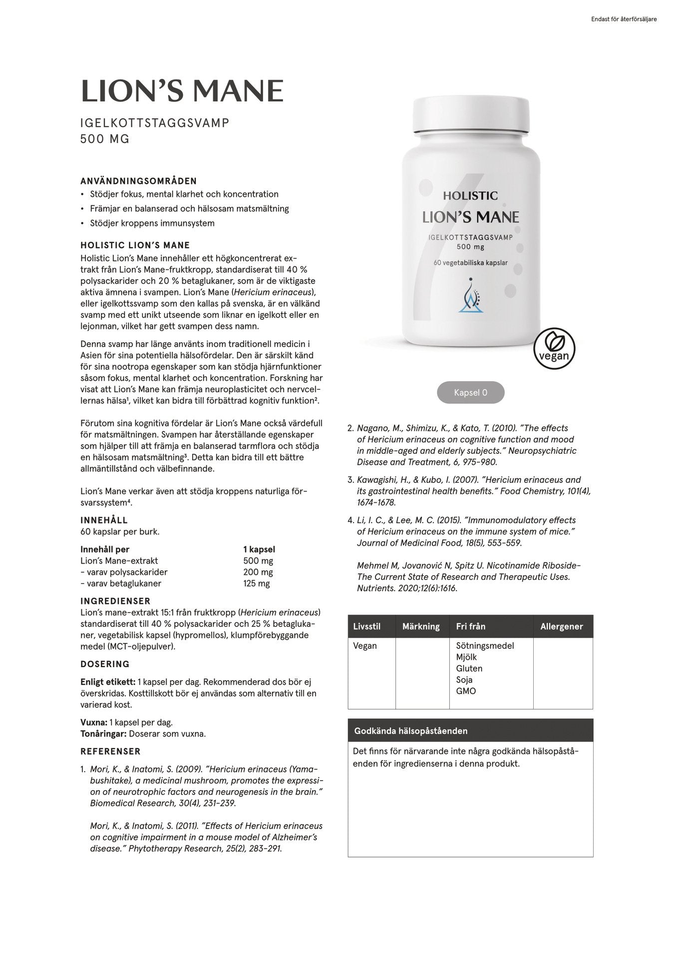 Lion's mane, 60 kapslar