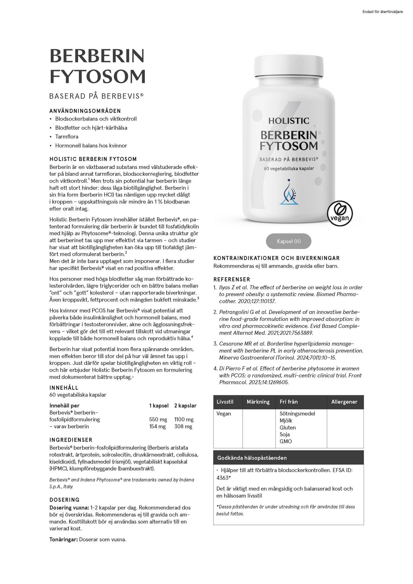 Berberin fytosom, 60 kapslar