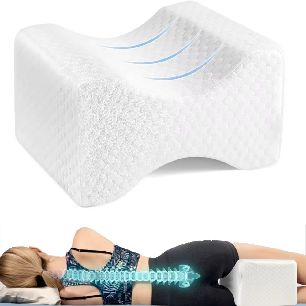 Ortopedisk Knäkudde i Memory Foam – För Rygg, Höft & Ben | Perfekt för Sidliggande & Gravida