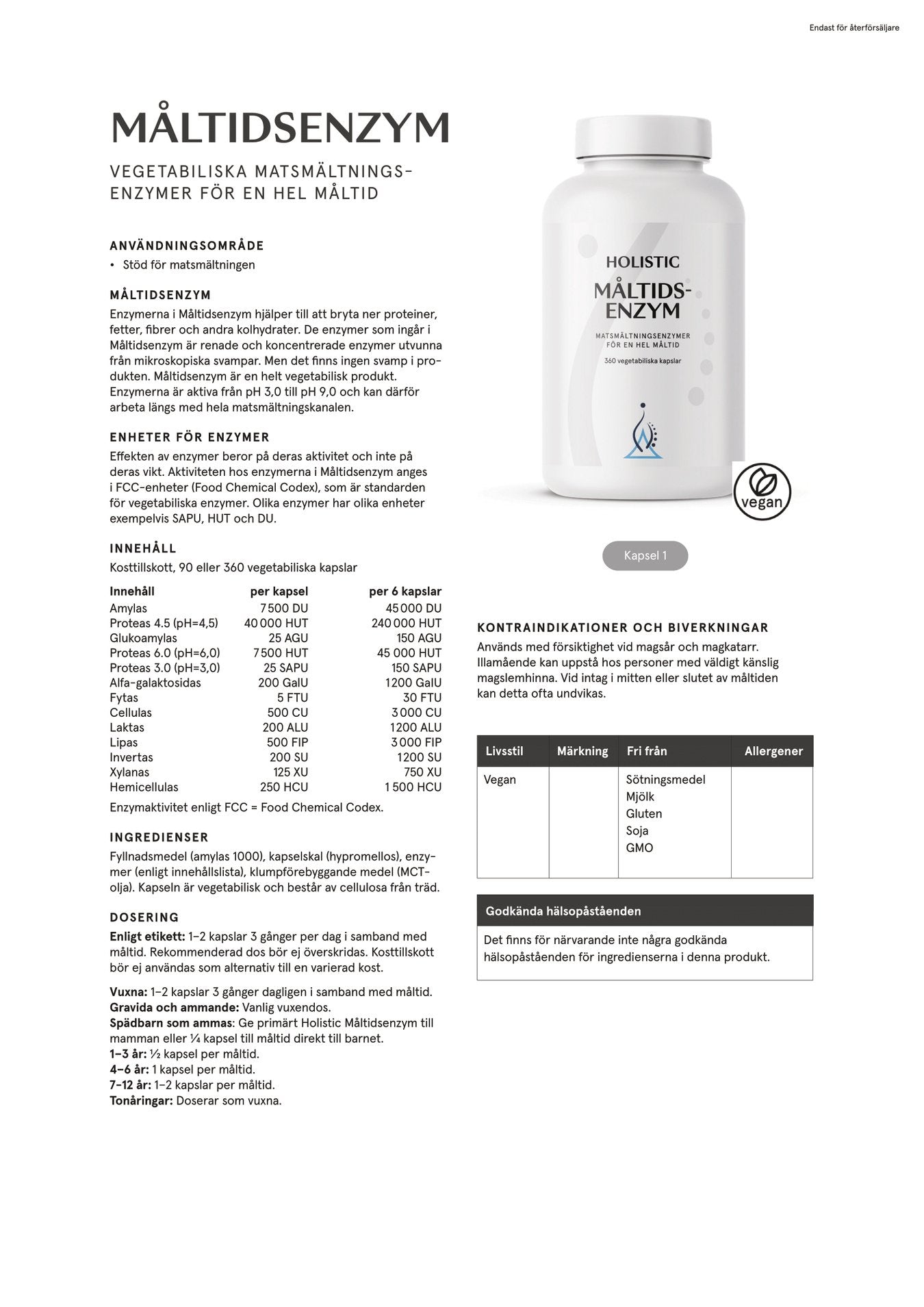 Måltidsenzym, 90 kapslar