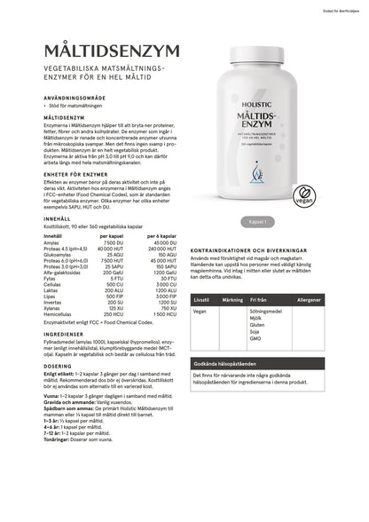 Måltidsenzym, 90 kapslar