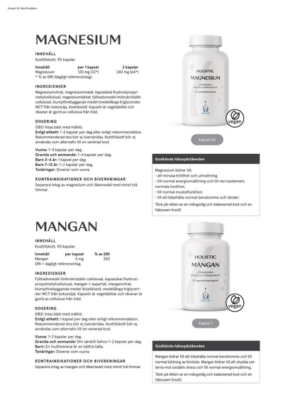 Magnesium 120 mg, 90 kapslar