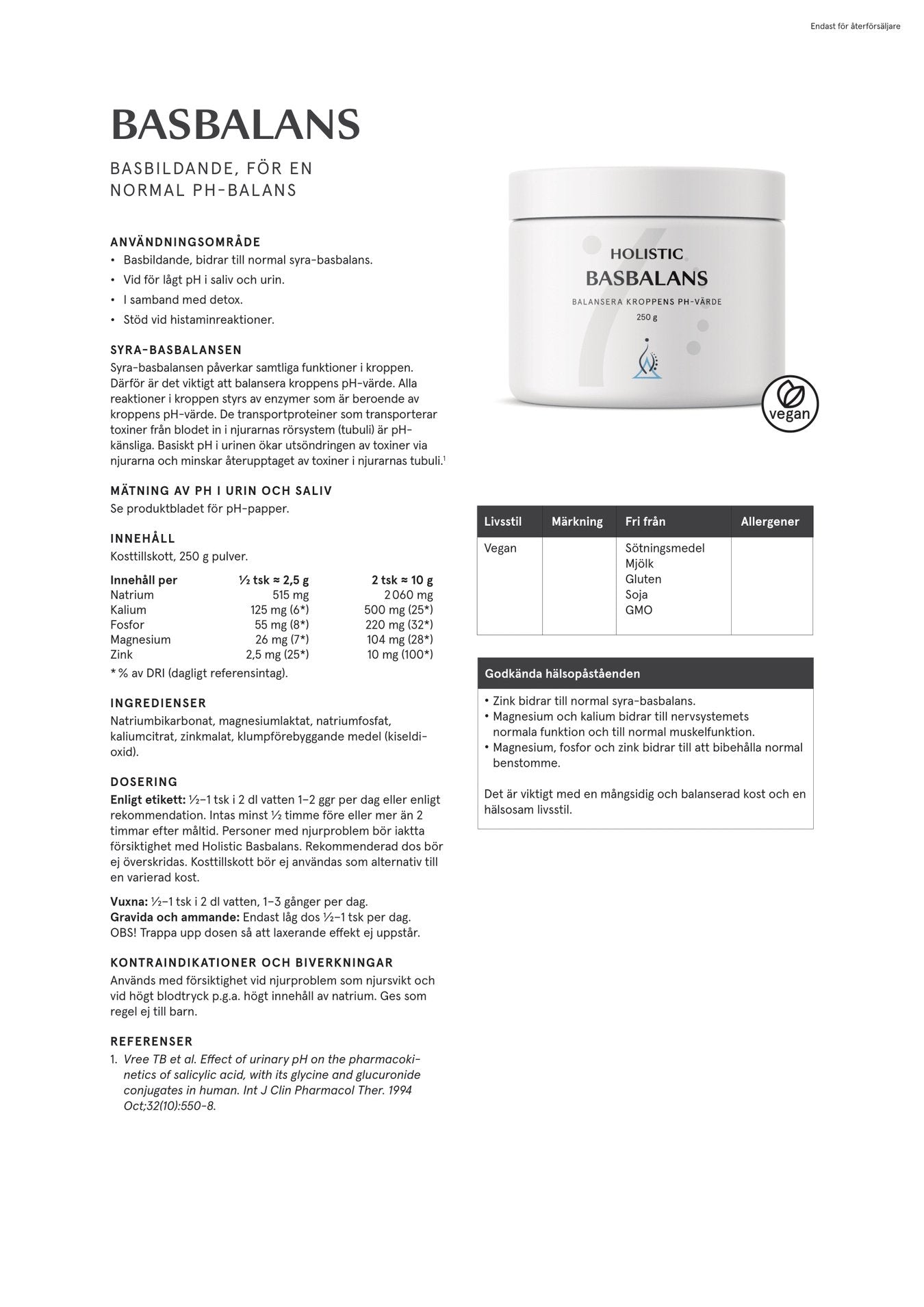 Basbalans, 250 g pulver