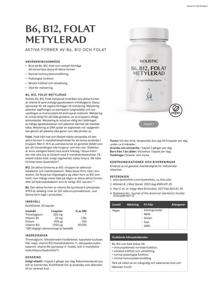 B6 B12 Folat metylerad, 60 kapslar
