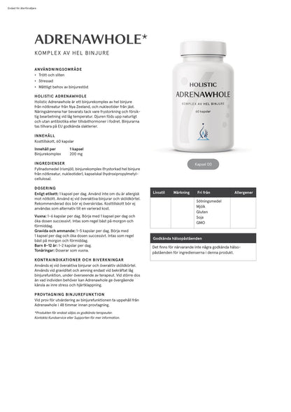 Adrenawhole 200 mg, 60 kapslar