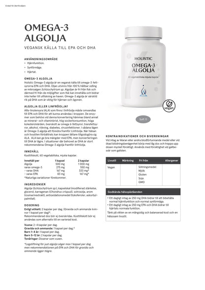 Omega-3 algolja, 60 kapslar