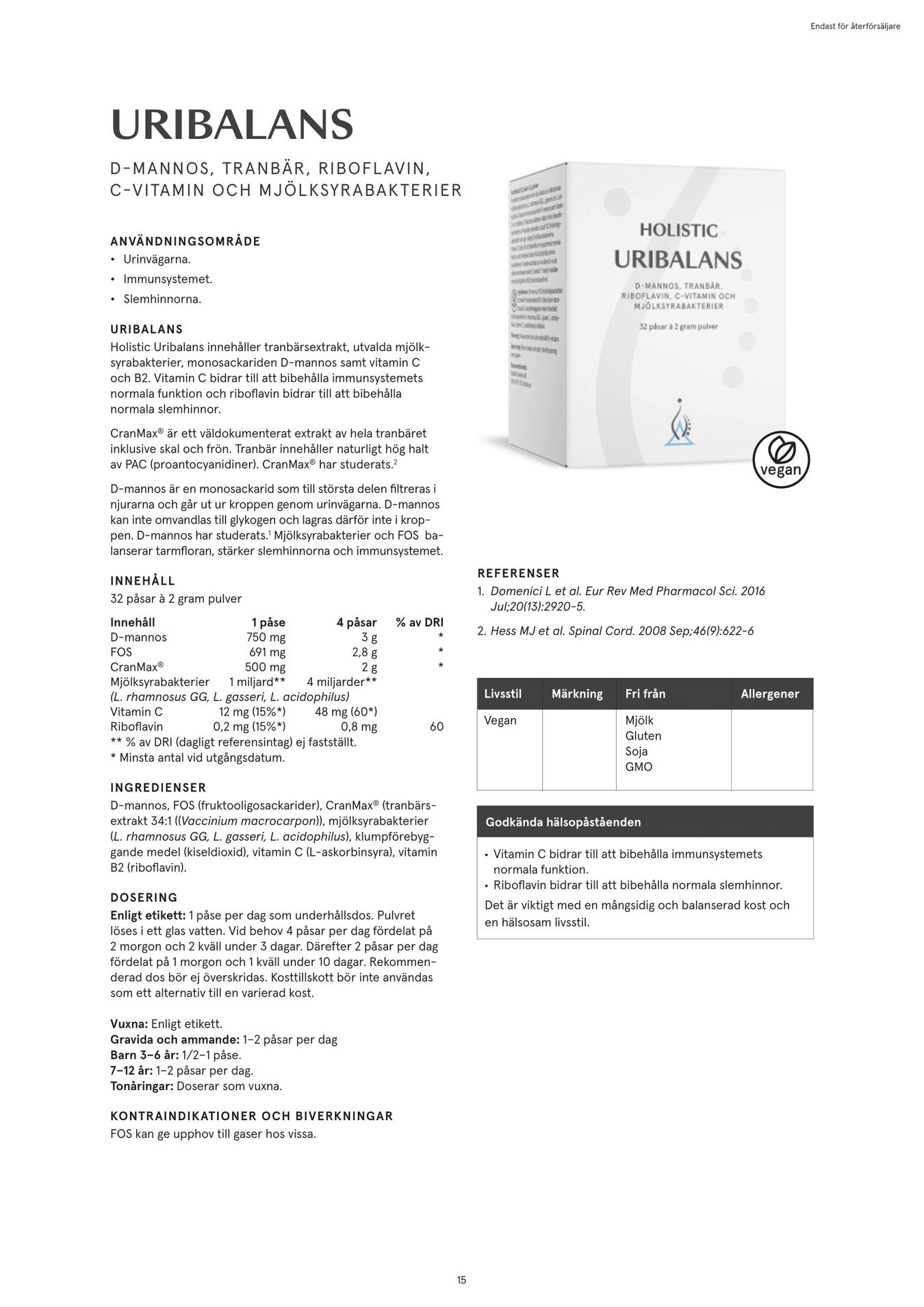 Uribalans, 32 påsar à 2 gram