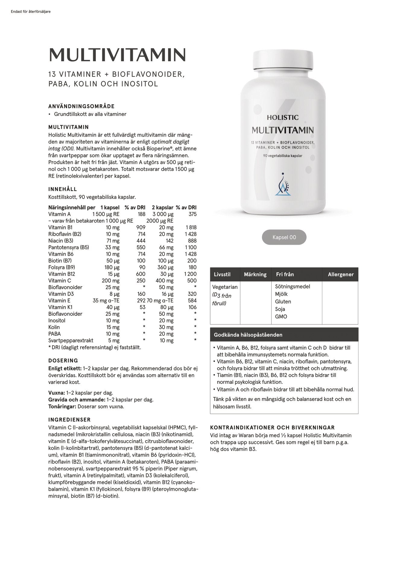 Multivitamin, 90 kapslar