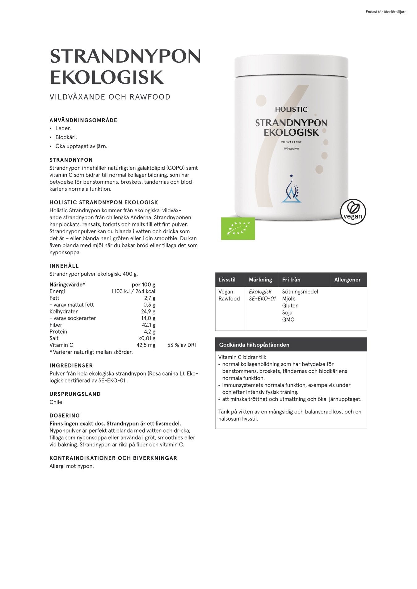 Strandnypon ekologisk, 400 g