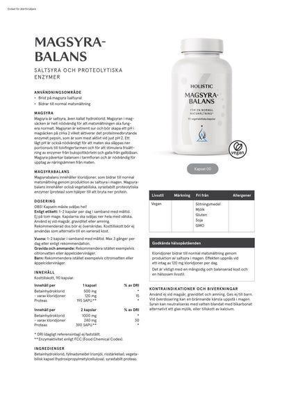 Magsyrabalans, 90 kapslar