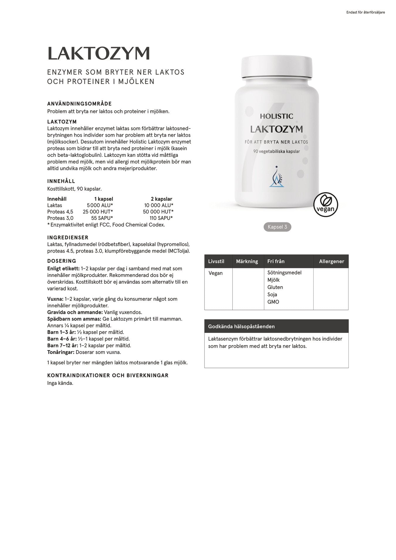 Laktozym, 90 kapslar