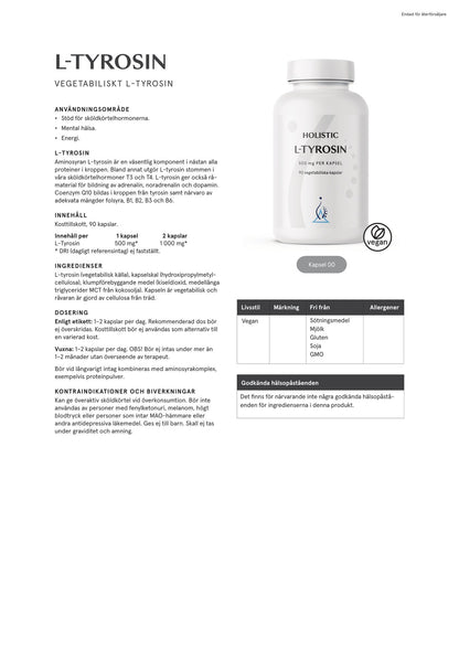 L-tyrosin, 90 kapslar