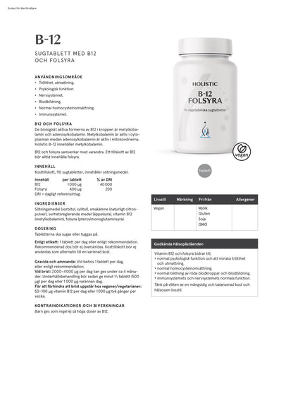 B12 Folsyra, 90 tabletter