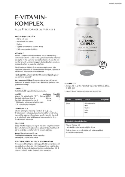 E-vitaminkomplex, 30 kapslar