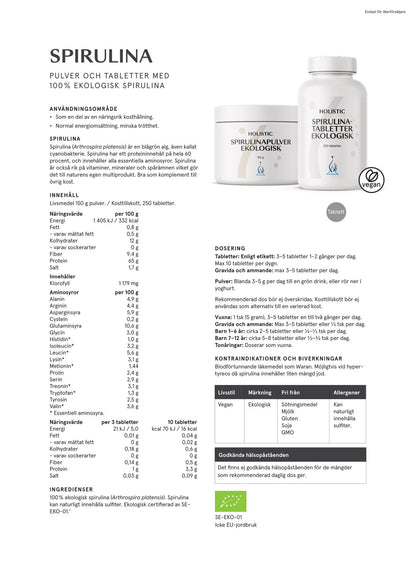 Spirulina ekologisk, 250 tabletter