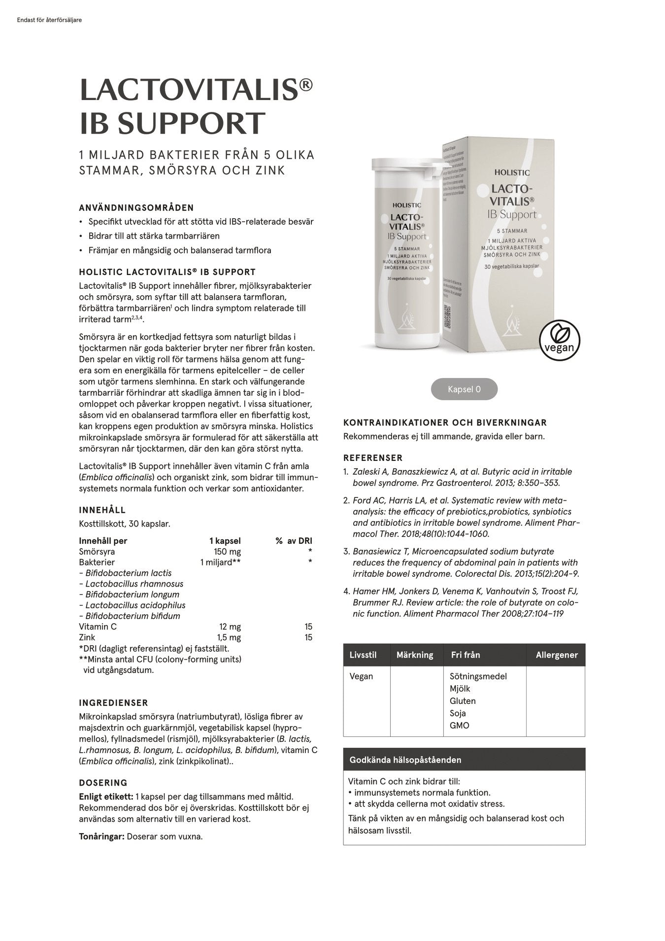 Lactovitalis® IB Support, 30 kapslar