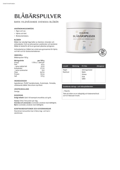 Blåbärspulver, 100 g