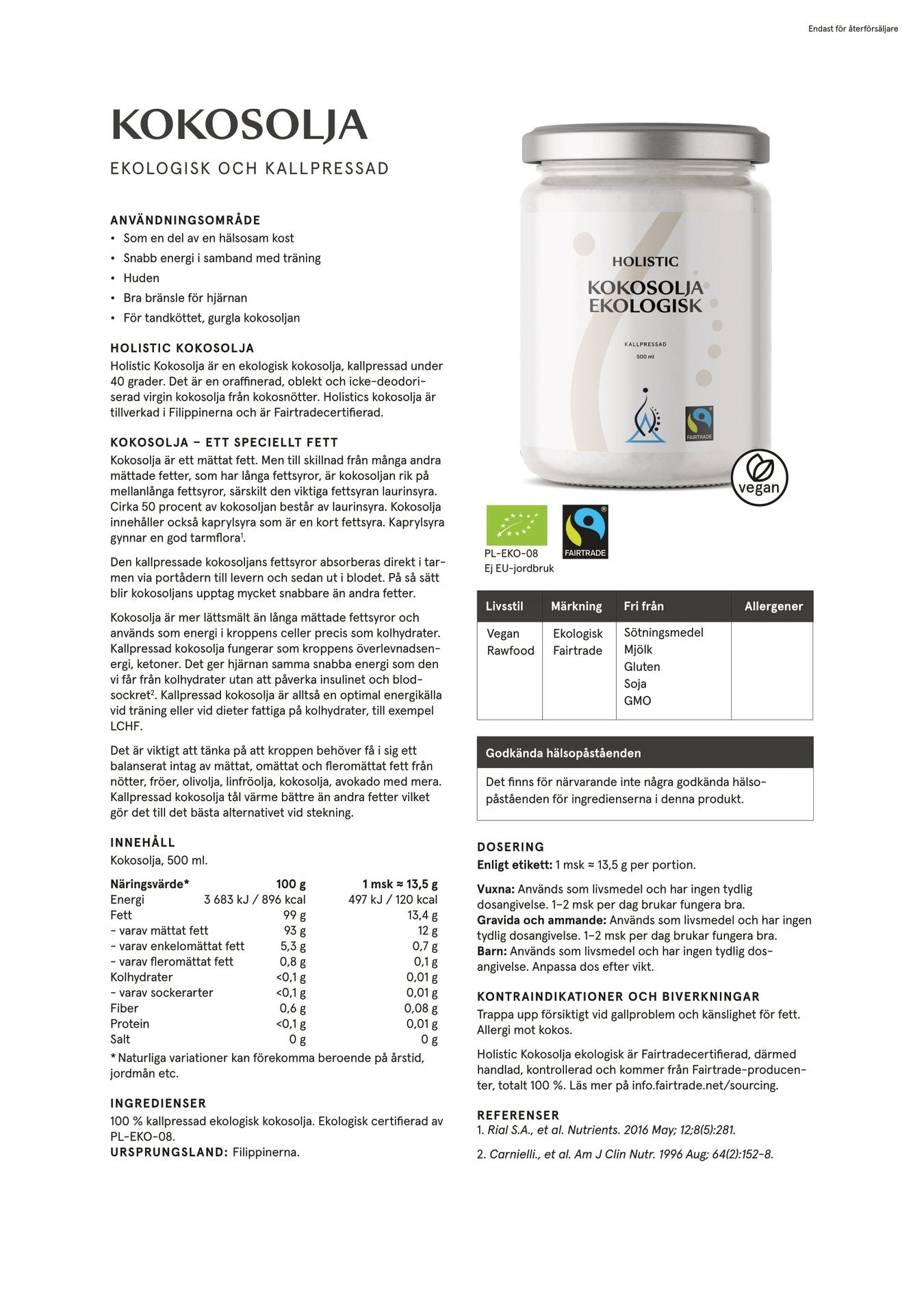 Kokosolja ekologisk, 500 ml