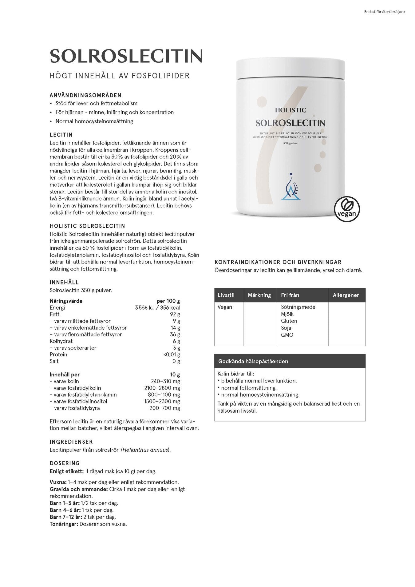 Solroslecitin, 350 g