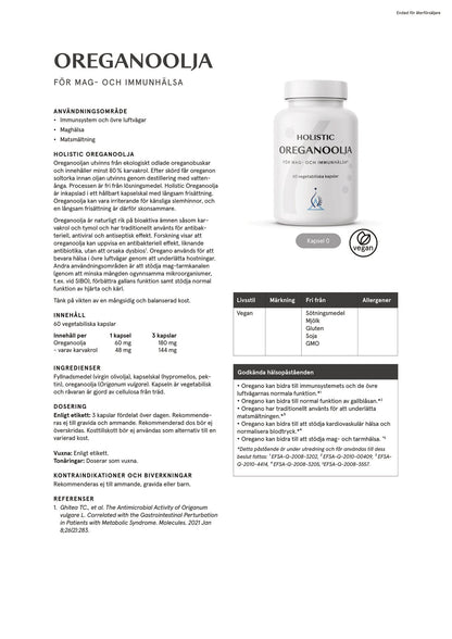Oreganoolja, 60 kapslar