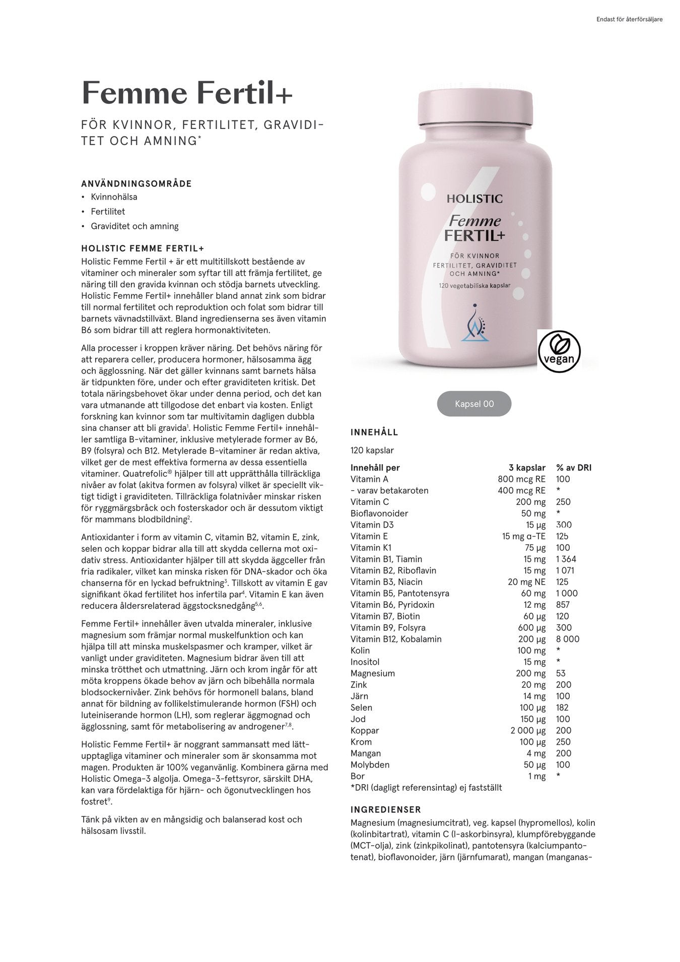 Femme Fertil+, 120 kapslar