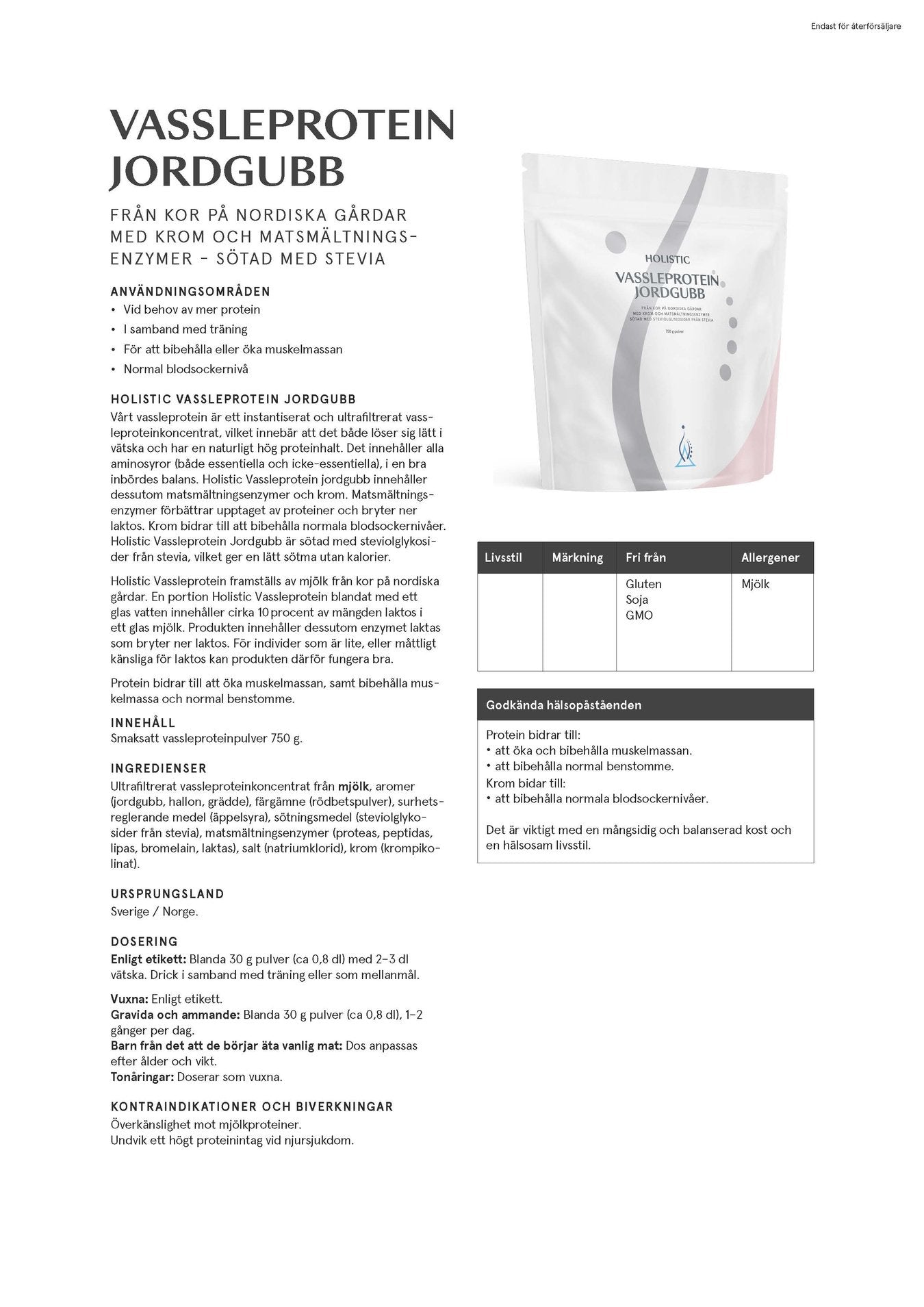 Vassleprotein jordgubb, 750 g