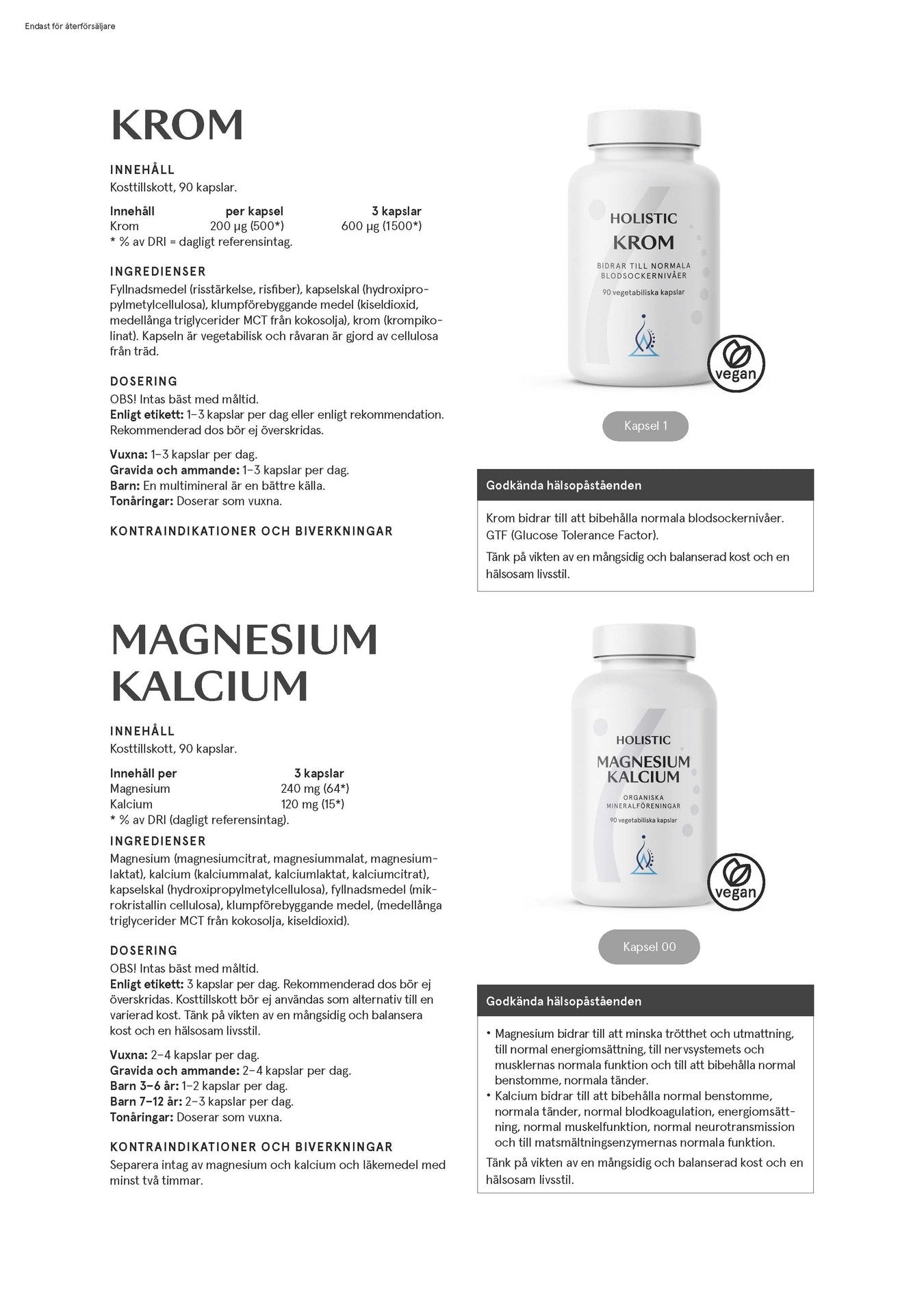Magnesiumbisglycinat 100 mg, 90 kapslar