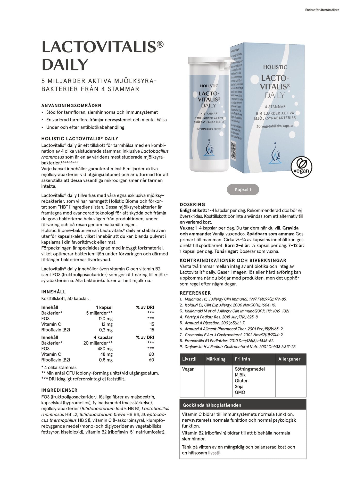 Lactovitalis® daily, 30 kapslar