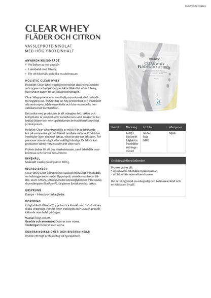Clear Whey vassleproteinisolat fläder och citron, 400g