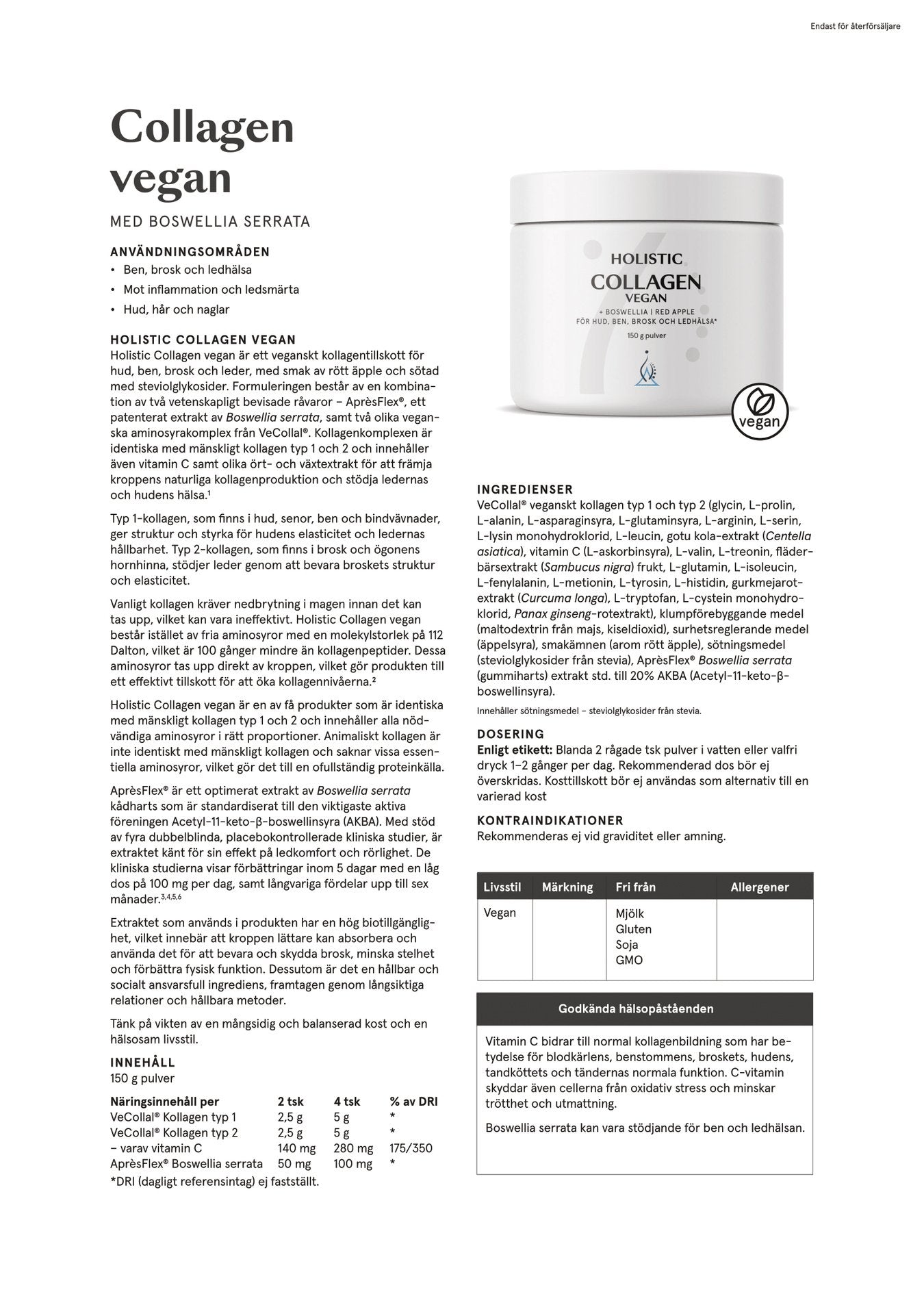 Collagen vegan + Boswellia, 150 g
