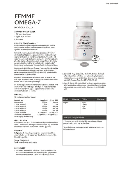 Femme Omega-7 havtornsolja, 90 kapslar