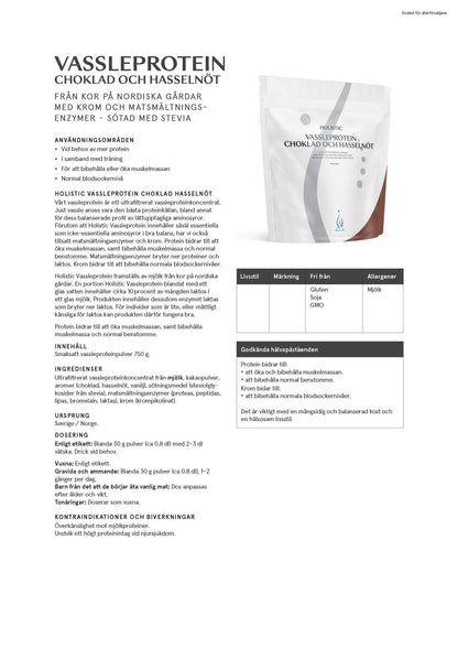 Vassleprotein choklad och hasselnöt, 750 g