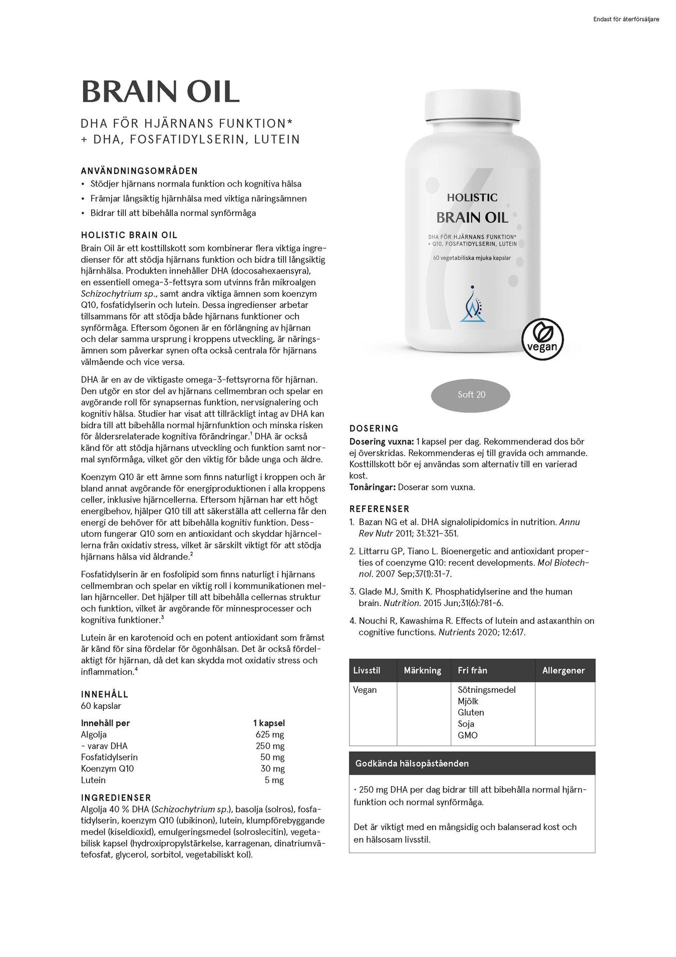 Brain Oil, 60 kapslar