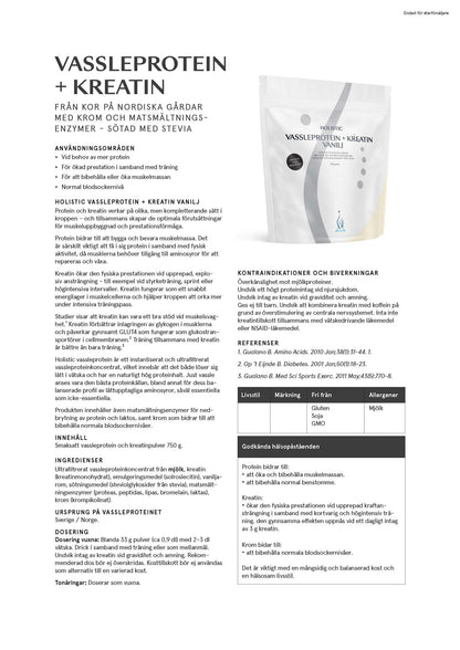 Vassleprotein + kreatin vanilj, 750 g