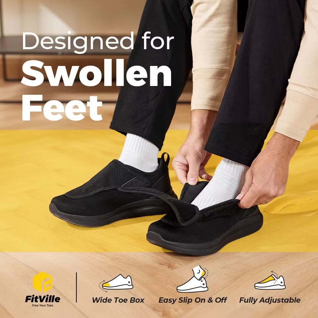 Extra Breda Ortopediska Herrskor – För Diabetes, Svullna Fötter & Smärtlindring